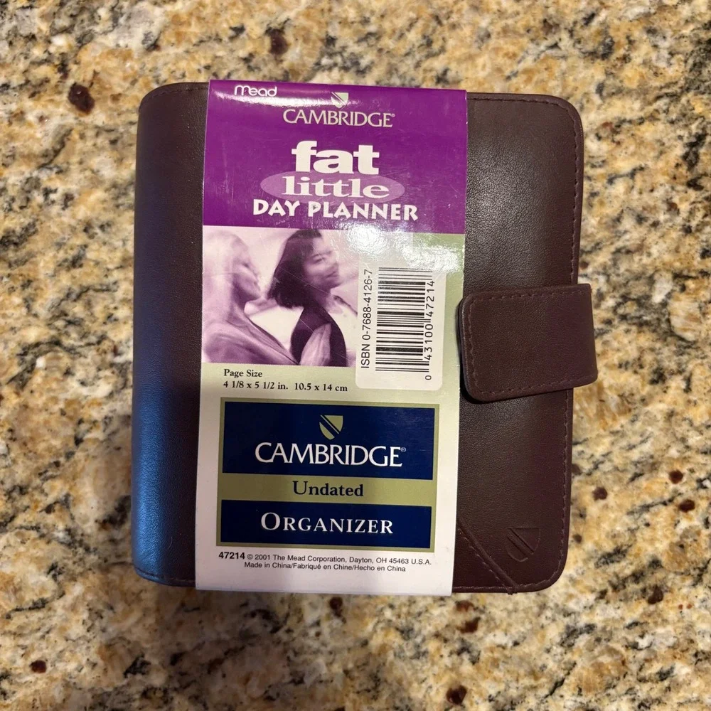 NEW Mead Cambridge Fat Little Day Planner Undated Organizer Brown Vintage 2001